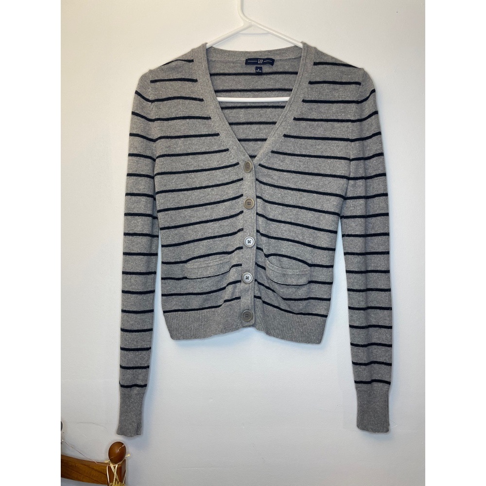 GAP Gray Striped Cardigan